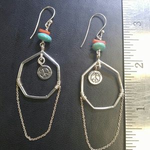 Sterling and gemstone peace sign chandeliers